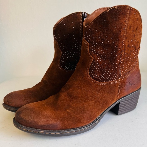 Boc Embellished Ankle Western Suede Boots 9 - Picture 1 of 12
